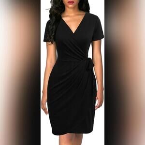 NWOT Lyrur Classic V-Neck Casual Knee Length Wrap Dress, Large